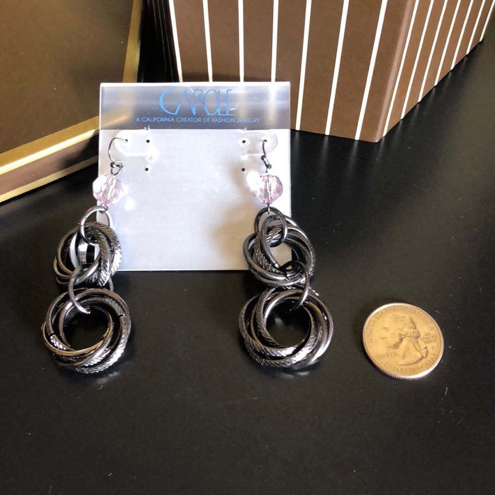 Unique Multi Round Rings Earrings - Picture 7 of 7
